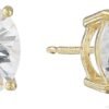Amazon Essentials Plated Sterling Silver Cubic Zirconia Stud Earrings (Round & Princess)