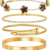 18 K Gold Plated Love Bangle Bracelet Stack for Women,